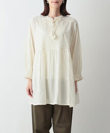 ラクノウ風刺繍コットンチュニック　(ホワイト)