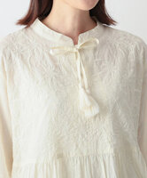 ラクノウ風刺繍コットンチュニック　(ホワイト)