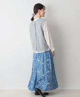 かのこ編み再生ポリエステルニット2wayベスト　(グレー)