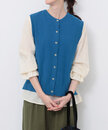 かのこ編み再生ポリエステルニット2wayベスト　(ブルー)