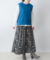 かのこ編み再生ポリエステルニット2wayベスト　(ブルー)