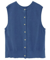 かのこ編み再生ポリエステルニット2wayベスト　(ブルー)