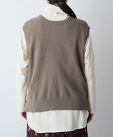 かのこ編み再生ポリエステルニット2wayベスト　(ブラウン)