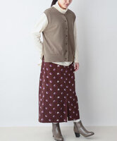 かのこ編み再生ポリエステルニット2wayベスト　(ブラウン)