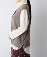 かのこ編み再生ポリエステルニット2wayベスト　(ブラウン)