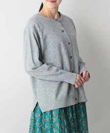 かのこ編み再生ポリエステルニット2wayカーディガン　(グレー)