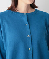 かのこ編み再生ポリエステルニット2wayカーディガン　(ブルー)