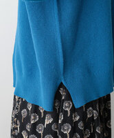 かのこ編み再生ポリエステルニット2wayカーディガン　(ブルー)