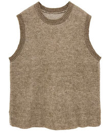 配色あぜ編みニットベスト