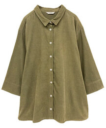 細畝コットンコーデュロイブラウス　(ベージュ)