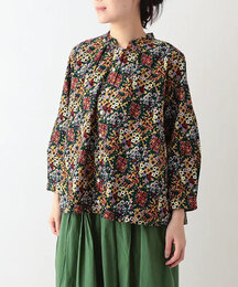 ブーケプリントコットンコーデュロイブラウス　(イエロー)
