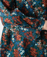 ブーケプリントコットンコーデュロイブラウス　(ブルー)