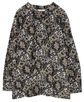 ブーケプリントコットンコーデュロイブラウス　(ブラック)