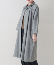 綿麻chidori-goushiギャザーシャツワンピース