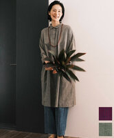 綿麻chidori-goushiギャザーシャツワンピース