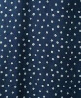 ポルカドット・綿麻レーヨンギャザーブラウス　(ネイビー)