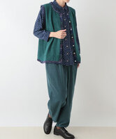 絣モールパイピング前開きベスト 日本製