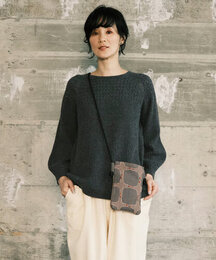 ホールガーメント ニットパフ袖・プルオーバー 日本製　(チャコール)