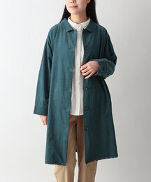 コーデュロイとお花ブロックプリントラフコート