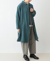 コーデュロイとお花ブロックプリントラフコート