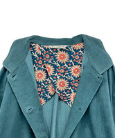 コーデュロイとお花ブロックプリントラフコート