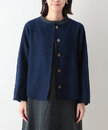 ほっこり縮絨ウールカーディガン　(ネイビー)