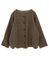 ほっこり縮絨ウールカーディガン　(カーキ)