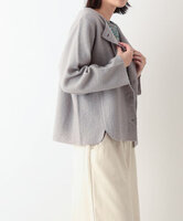 ほっこり縮絨ウールカーディガン　(ライトグレー)