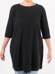 綿スラブ天竺・チュニック(ブラック)