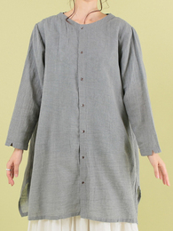 スラブコットンリネン 2Wayチュニック (グレー)