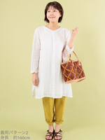 スラブコットンリネン 2Wayチュニック (ホワイト)