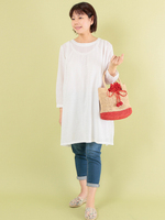 スラブコットンリネン 2Wayチュニック (ホワイト)