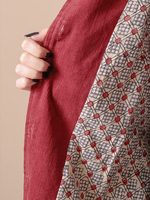 コーデュロイ サイドギャザーコートワンピース (レッド)