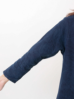 ストーンウォッシュ・クルタ衿チュニック (ネイビー)