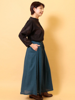 オーガニックコットンダブルガーゼ・スカート (ネイビー)