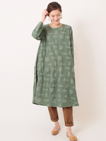 コットン四角エンボス・ドレス (グリーン)