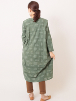 コットン四角エンボス・ドレス (グリーン)
