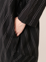 綿麻ドットラインドビー・コクーンチュニック (ブラック)