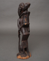 (タンザニア)　黒檀木彫り 父子像　37cm