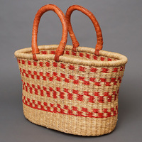 (ブルキナファソ)　楕円マルシェバスケット　(L)　No.10