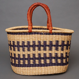 (ブルキナファソ)　楕円マルシェバスケット　(L)　No.11