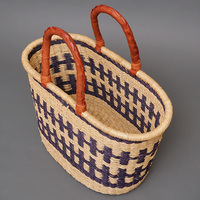 (ブルキナファソ)　楕円マルシェバスケット　(L)　No.11