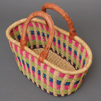 (ブルキナファソ)　楕円マルシェバスケット　(M)　No.20