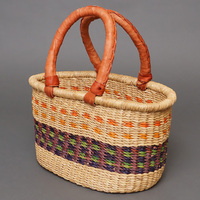(ブルキナファソ)　楕円マルシェバスケット　(M小さめ)　No.23