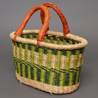 (ブルキナファソ)　楕円マルシェバスケット　(M小さめ)　No.24