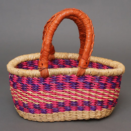 (ブルキナファソ)　楕円マルシェバスケット　(S)　No.7
