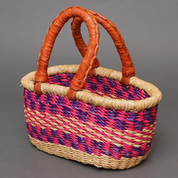 (ブルキナファソ)　楕円マルシェバスケット　(S)　No.7