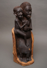 (タンザニア)　マコンデ　母子像　黒檀彫刻　 55cm