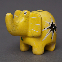 ソープストーン置物　ミニゾウさん　イエロー系　ミニ　Sサイズ　※柄アソート