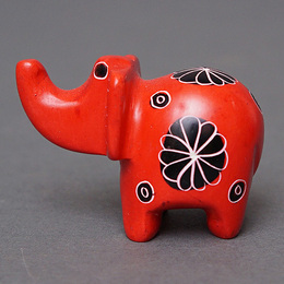 ソープストーン置物　ミニゾウさん　レッド系　ミニ　Sサイズ　※柄アソート